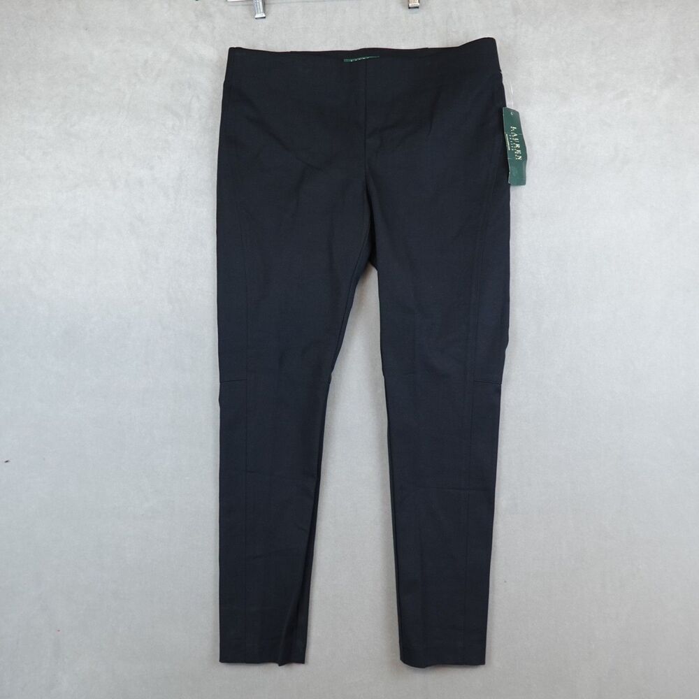 NWT Lauren Ralph Lauren Pants Womens Black Pullon Stretch Skinny Size 10P Petite